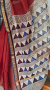 Dark Maroon and Black Kota Doria Saree - SQ39