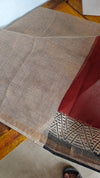 Dark Maroon and Black Kota Doria Saree - SQ39