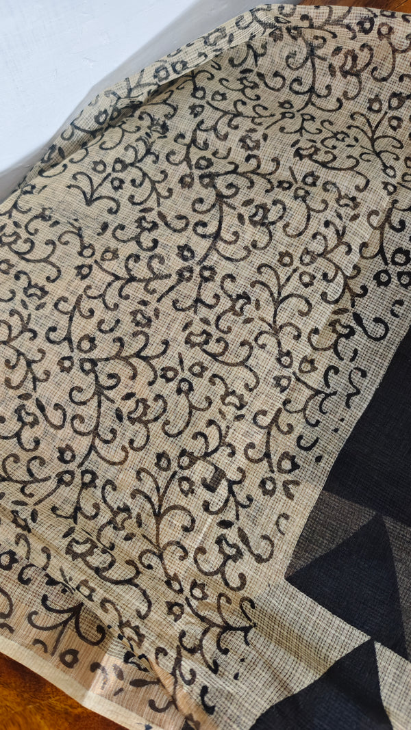 Black and off white kota doria Saree - SQ39