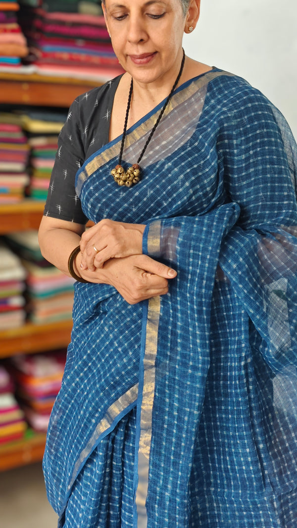 Indigo Kota Doria Saree - SQ39
