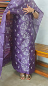 Deep Violet Embroidered Tussar Silk Suit - 91SA