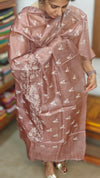 Chocolate Mauve Embroidered Tussar Silk Suit - 91SA