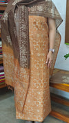 Mustard and brown batik printed suit - A