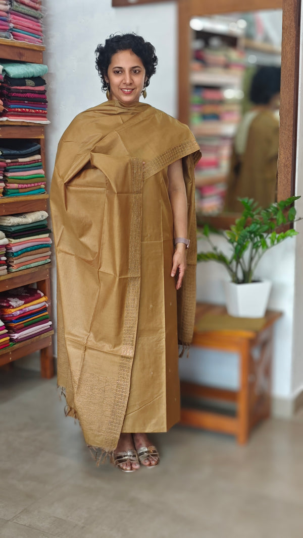 Mustard Brown Bamboo Tussar Suit - MVB