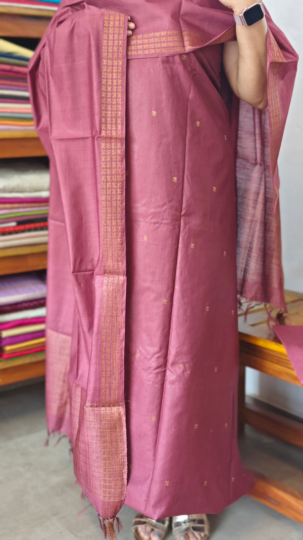 Maroon Bamboo Tussar Silk Suit - MVB