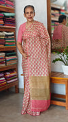 Beige and Pink Kota Saree with Pita Work - EMR4