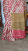 Beige and Pink Kota Saree with Pita Work - EMR4