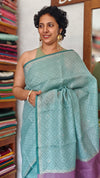 Teal Blue Kota Saree with Pita Embroidery - EMR4