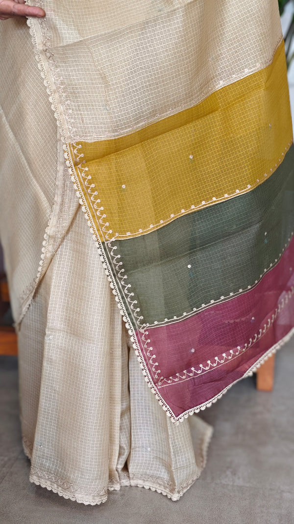 Light Beige Kota Sare with Pita Embroidery - EMR4