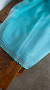 Cyan Blue Kota Saree with Pita Embroidery - EMR4