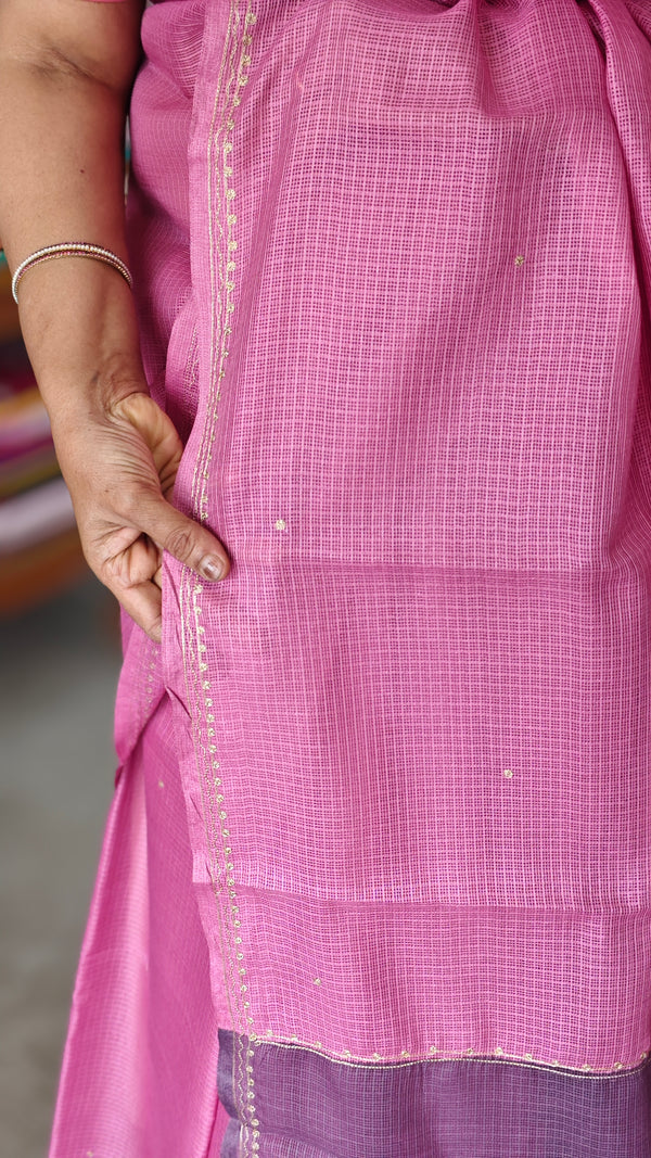 Lilac Kota Saree with Pita Embroidery - EMR4 - 2