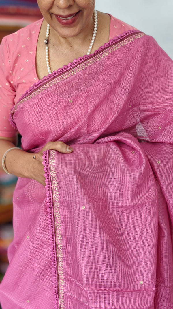Lilac Kota Saree with Pita Embroidery - EMR4 - 3