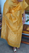 Mango Yellow Block Printed Chanderi silk Suit - MC059