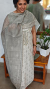 Cream and Sage Green Printed Linen Suit - S864 - 2