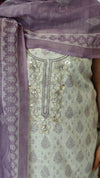 Cream and Lavender Printed Linen Suit - S864 - 2