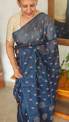 Navy Blue Cross Stitch Embroidered Kota Saree - LWS3