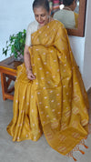 Mustard Yellow Cross Stitch Embroidered Kota saree - LWS3