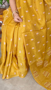 Mustard Yellow Cross Stitch Embroidered Kota saree - LWS3