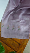 Lavender Tussar Silk Saree with Cross Stitch Embroidery - ADZ67