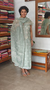 Sage Green Printed Linen Suit - S864