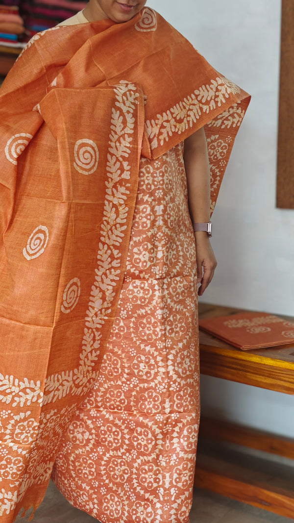 Burnt Orange Batik Printed Suit