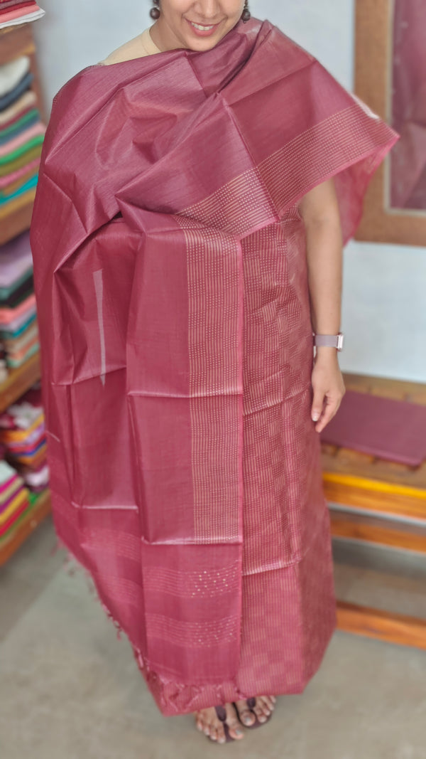 Maroon Noil Tussar Silk Suit