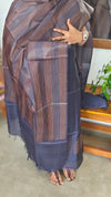 Navy Blue Noil Tussar silk Suit