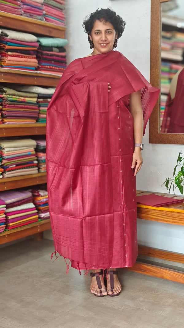 Maroon Bamboo Tussar Silk Suit