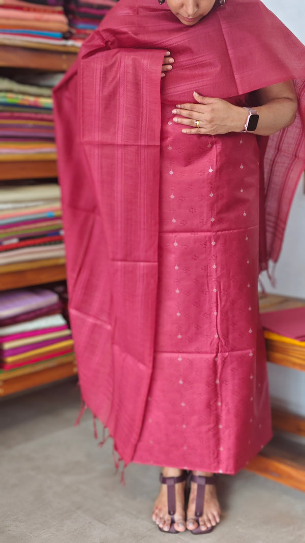 Maroon Bamboo Tussar Silk Suit
