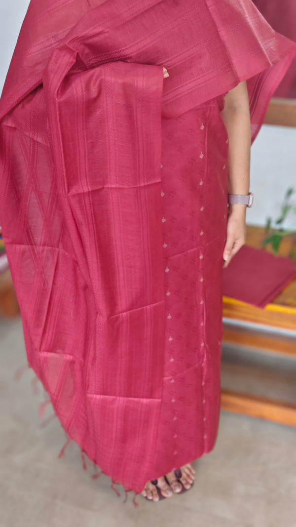 Maroon Bamboo Tussar Silk Suit