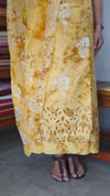 Yellow Cotton Batik Suit with Cutwork