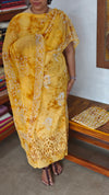 Yellow Cotton Batik Suit with Cutwork