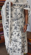 Off White and Black Embroidered Cotton Suit