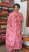 Pink Cotton Batik Suit with Cutwork