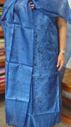 Azure Blue Embroidered Tussar Silk Suit