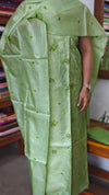 Limeric Green Embroidered Tussar Silk Suit