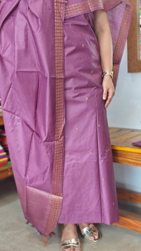 Orchid Purple Bamboo Tussar Suit - MVB