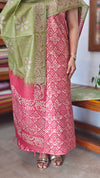 Pink and Green Batik Printed Slub Cotton Suit