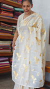 Pastel Yellow Silky Kota Embroidered Saree - 8023