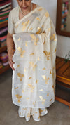 Pastel Yellow Silky Kota Embroidered Saree - 8023