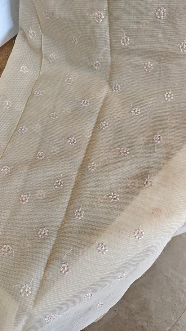 Light Beige Kota Saree with Applique Work - 2309