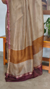 Beige and Wine Kota Silk Saree - KTS3