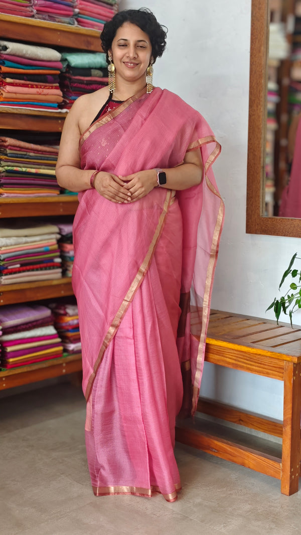 Blush Pink Kota Silk Saree - KTS3