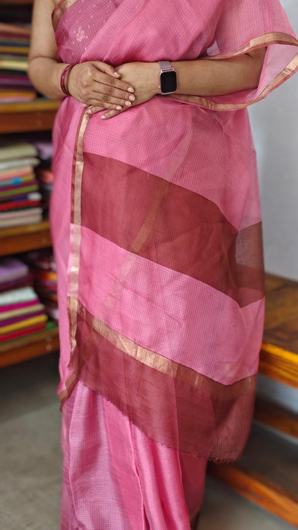Blush Pink Kota Silk Saree - KTS3