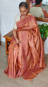 Rust Shade Pure Tussar Silk Embroidered Saree - XLN4