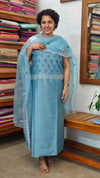 Powder Blue cotton Silk suit