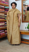 Olive Brown Embroidered Semi Tussar Suit
