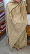 Olive Brown Embroidered Semi Tussar Suit