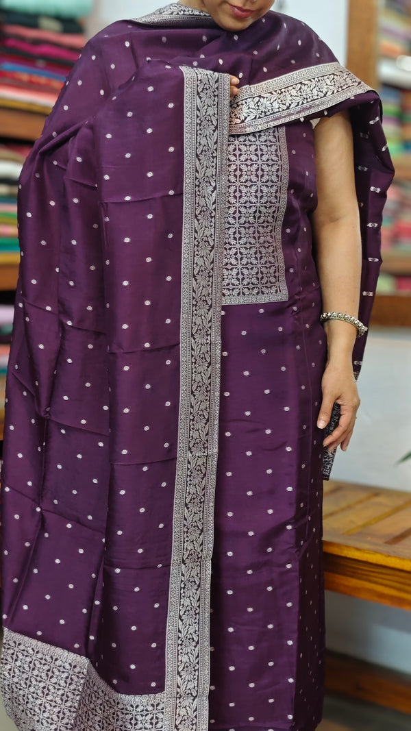 Dark Purple Banarasi Suit