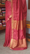 Red checked bagalpuri silk saree - BPR3